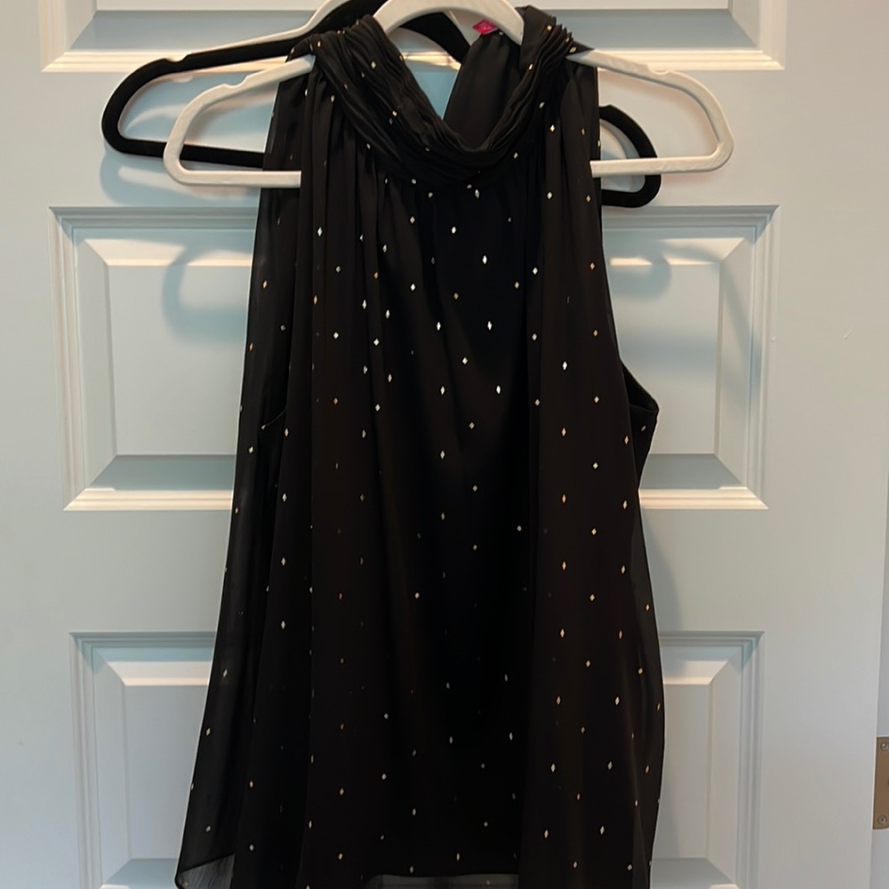 Black and gold silk blouse high neck
